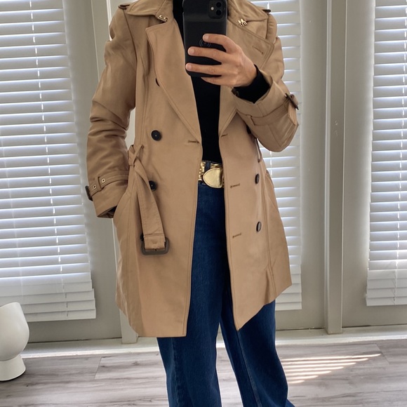 Zara Trench Coat Faux Suede Belted Pockets Buckled Sleeves Size XS - Picture 3 of 17